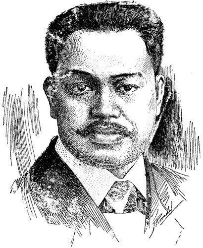 an old black and white drawing of a man in a suit with a tie on