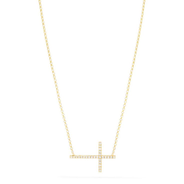 Effy Novelty 14K Yellow Gold Diamond Cross Necklace, 0.09 TCW Gold Diamond Cross Necklace, Necklaces Cross, Cross Necklace Gold, Diamond Cross Necklace Gold, Diamond Cross Necklace, Gold Diamond Necklace, 14k Gold Necklace, Effy Jewelry, Diamond Cross