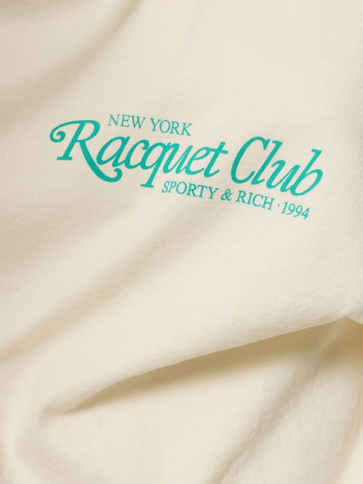 Front and back logo details. Model is wearing a sizeS Breakfast Cafe, Racquet Club, Team Sweatshirts, Tennis Team, Versace Brand, Sports Club, Tennis Clubs, Club T Shirt, Rich Women