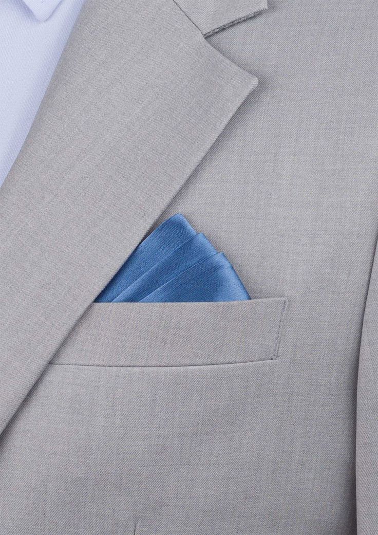 Silk Satin Carolina Blue Pocket Square - SARTORO Classic Blue Pocket Square For Business, Blue Classic Pocket Square For Business, Classic Blue Satin Suit And Tie Accessories, Blue Satin Suit And Tie Accessories For Formal Occasions, Classic Blue Silk Pocket Square, Elegant Blue Satin Suit And Tie Accessories, Elegant Blue Pocket Square For Semi-formal Occasions, Blue Elegant Handkerchiefs For Business, Elegant Blue Silk Pocket Square