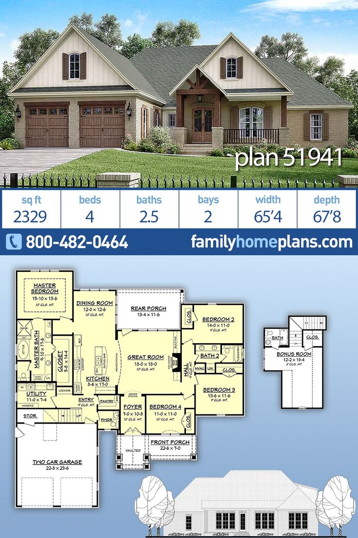 two story house plan with 3 car garage and attached porches on the first floor