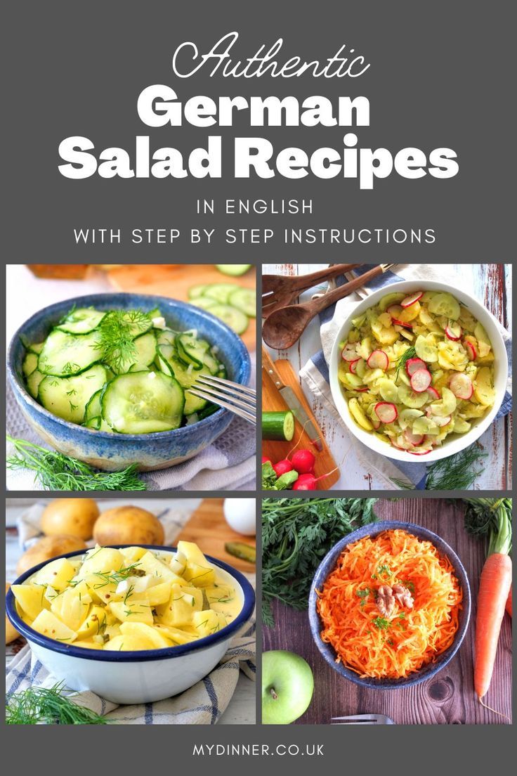 cucumbersalad, two potato salads, carrot salad German Salad, Vegetable Soup Recipes Healthy, German Salads, Cabbage Steaks Recipe, German Cucumber Salad, Carrot Salad Recipes, Eggplant Recipes Parmesan, Potato Salads, Oktoberfest Food