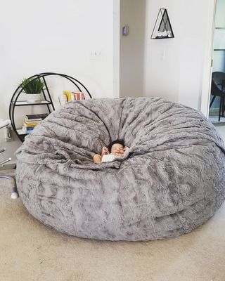 a large bean bag chair in a living room