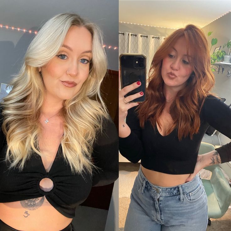 Went from blonde to red! Blonde To Copper Before And After, Blonde To Copper Hair, Blonde To Copper Hair Before And After, Blonde To Red Hair Before And After, Blonde To Red Hair, Red Hair Transformation, Blonde To Copper, From Blonde To Red, Blonde To Red