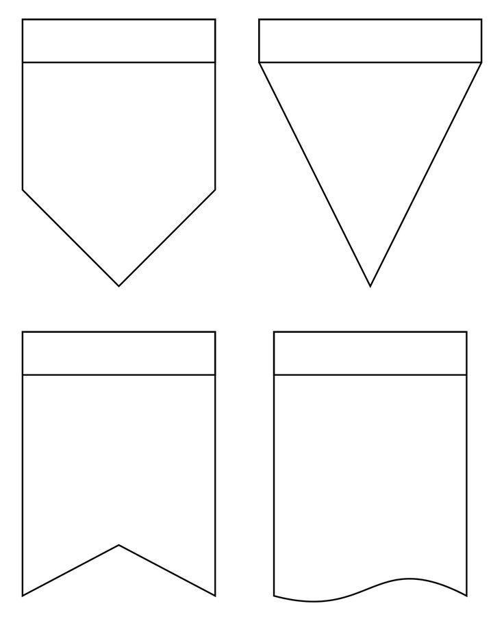 four different shapes to cut out the top and bottom half of a banner or flag