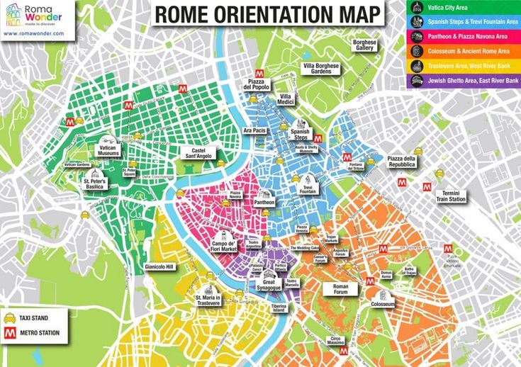 a map that shows the location of rome's ancient city and its major landmarks