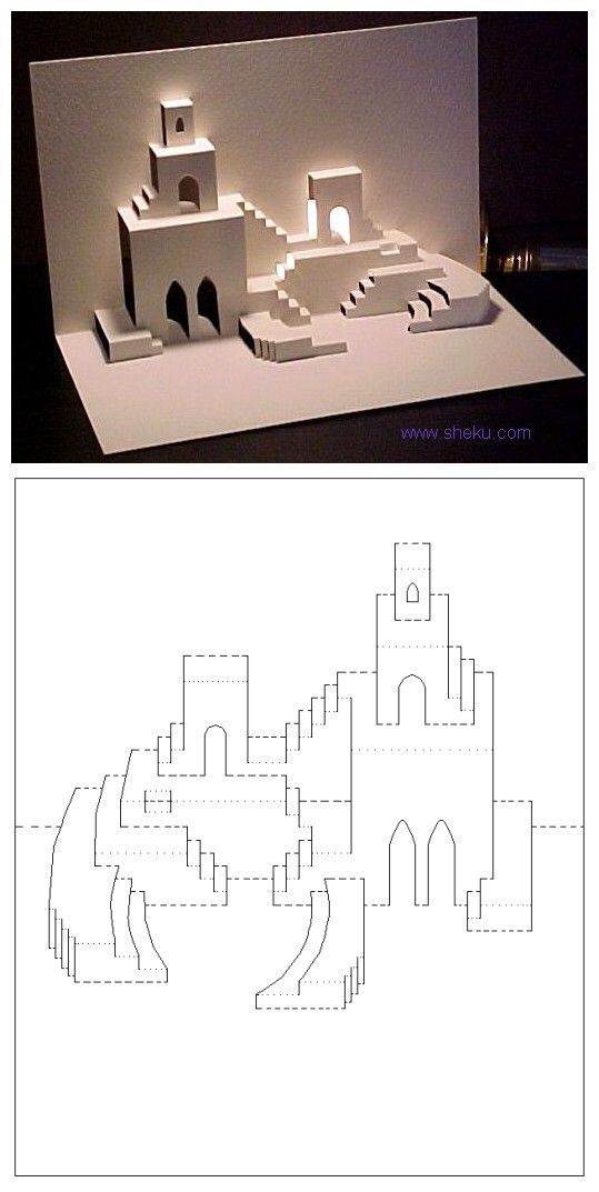 an image of a paper cut out of a castle