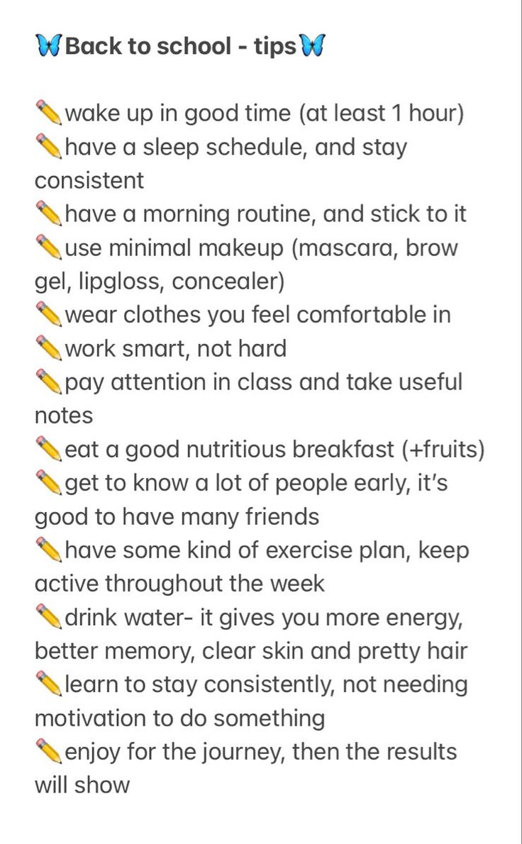 the back to school tips list is shown in this screenshoto image with text