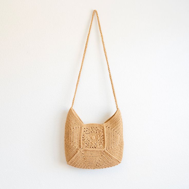 Bohemian Open Weave Natural Shoulder Bag, Bohemian Beige Crochet Bag With Open Weave, Beige Bohemian Crochet Bag For Daily Use, Bohemian Beige Bags With Open Weave, Bohemian Beige Open Weave Bucket Bag, Summer Rectangular Macrame Shoulder Bag, Festival Crochet Bags, Bohemian Open Weave Crochet Shoulder Bag, Bohemian Crochet Shoulder Bag For Daily Use