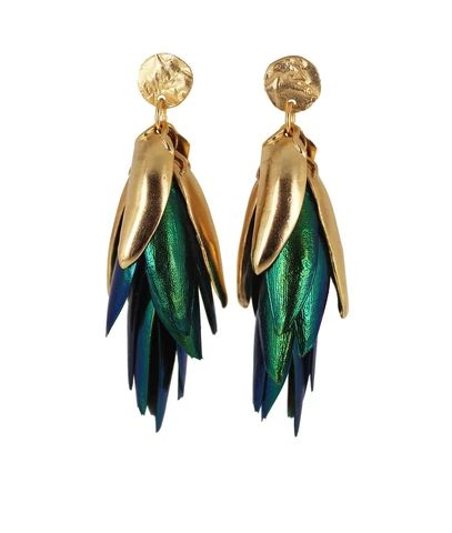 I Can See the Light - Mix Metal and Beetle Wing Earring – Lingua Nigra Insect Fashion, Beetle Jewelry, Jewel Beetle, Beetle Wings, Organic Earrings, Wings Earrings, Sentimental Jewellery, Metal Wings, Wing Jewelry