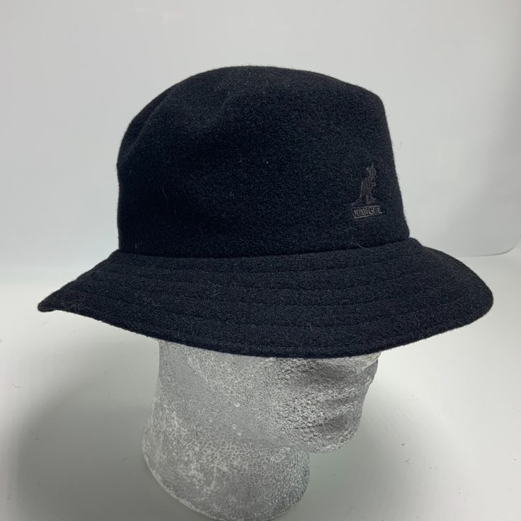 Amazing Kangol Hat Made In Taiwan Material: -Main: 60% Wool, 40% Modacrylic -Headband: 100% Nylon Casual Adjustable Wool Cloche Hat, Casual Wool Bucket Hat With Curved Brim, Casual Wool Bucket Hat, Casual Wool Cloche Hat With Short Brim, Classic Black Felt Hat For Outdoors, Classic Black Felt Hat For Outdoor Wear, Classic Black Felt Hat For Outdoor, Black Wool Hat With Short Brim, Adjustable Wool Bucket Hat