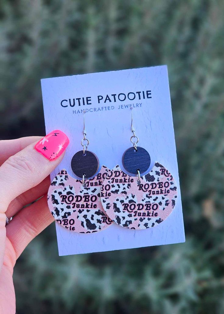 Pink & Black Rodeo Junkie Handcrafted Earrings earrings Cutie Patootie Black Rodeo, Handcrafted Earrings, Handmade With Love, Cutie Patootie, Earrings Handmade, Rodeo, Pink Black, In Style, With Love