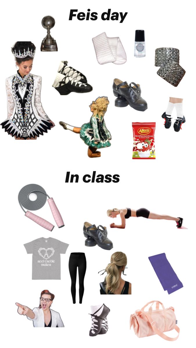 a poster with various items that include shoes, hats and other things to wear in class