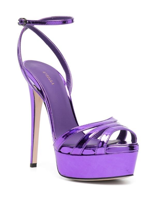 Le Silla Lola 140mm Leather Platform Sandals - Farfetch Purple High Heel Shoes, Purple High Heels, Versace Outfit, Leather Platform Sandals, Violet Purple, Demi Fine Jewelry, Boots And Sneakers, Strap Design, Ballet Flat Shoes