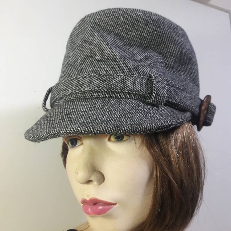 Belted Brown Button Notch 70% Wool, 30% Acrylic. Do Not Wash, Dry Clean Only. Casual Adjustable Wool Cloche Hat, Adjustable Brimmed Gray Cloche Hat, Casual Brimmed Hat For Work, Gray Adjustable Cloche Hat With Short Brim, Gray Wool Casual Hat, Casual Gray Wool Hat, Crochet Slouch Hat, Tweed Hat, Crochet Slouchy Hat