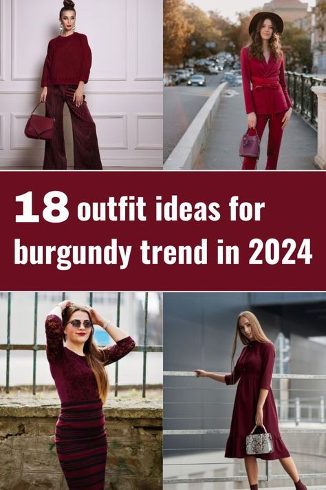 Maroon Velvet Jacket Outfit, Burgundy Outfit Ideas Winter, Cute Maroon Outfits, Burgundy And Gold Outfit Ideas, Style Burgundy Pants, Styling Burgundy Pants, Monochromatic Burgundy Outfit, Burgundy Monochromatic Outfit, Burgundy Slacks Outfit Women