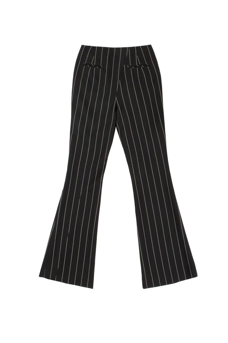 - Bootcut trousers with pinstripe pattern- Wide pleat detail on the left front- No lining- None Stretch Made in KoreaCOMPOSITION - POLYESTER 97% , RAYON 3% SIZE SPEC The model wears size S.Model sizesHeight 172cm / Bust 31" / waist 22" / Hip 35"Slim Fit LENGTH WAIST HIP RISE S 99 35 46 24.5 M 100 37.5 48.5 25.5 L 101 40 51 26.5 CARE - Wash, cold - Dry clean (Check the care instructions.) Fitted Straight Pants With Vertical Stripes, Chic Vertical Stripes Pants For Fall, Fitted Pants With Vertical Stripes For Fall, Fitted Pinstripe Ankle-length Pants, Chic Pinstripe Straight Pants, Chic High Waist Pinstripe Wide Leg Pants, Chic Pinstripe Trousers, Fitted Trousers With Vertical Stripes, Fitted Pinstripe Ankle-length Bottoms