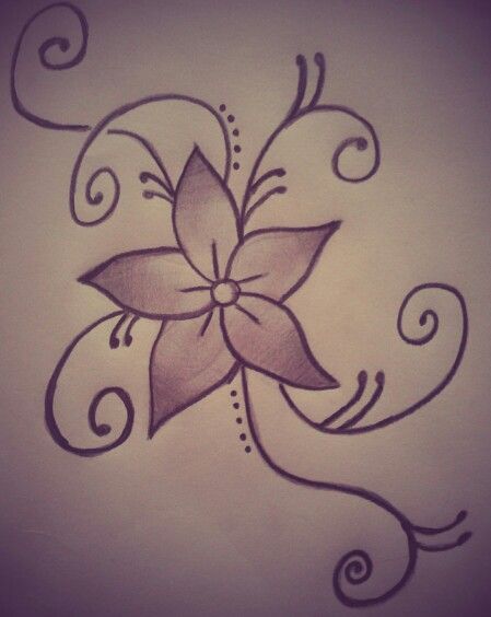 a drawing of a flower with swirls on it