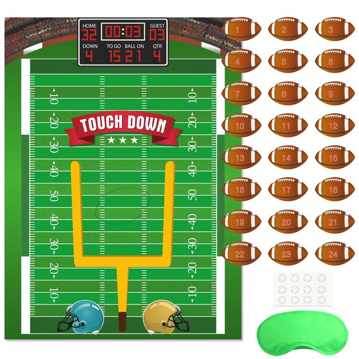 PRICES MAY VARY. Package included: 1* football game poster; 1* blindfolds; 24* football stickers Pin the football game set, a good choice to kids party, football themed party, carnival circus party, classroom party, birthday party, add more fun to your friends, kids and families 28" * 21" large high gloss poster,can be used as home decoration, wall decorations, room decoration, birthday party supplies, circus party decorations, football party supplies Reusable game stickers: The football sticker Football Games For Kids, Tailgate Decorations, Kids Birthday Party Decorations, Circus Party Decorations, Football Party Decorations, Football Party Supplies, Birthday Party Game, Football Theme Party, Football Birthday Party