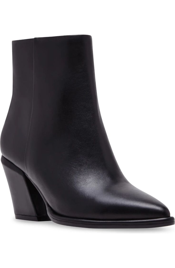 Blondo Emmalyn Waterproof Bootie (Women) | Nordstrom Modern Synthetic Pointed Toe Boots, Modern Pointed Toe Synthetic Boots, Modern Synthetic Boots For Fall, Fall Synthetic Boots With Pointed Toe, Modern Synthetic Heeled Boots For Fall, Sleek Synthetic Boots For Spring, Waterproof High Ankle Boots For Fall, Spring Leather Waterproof Boots, Formal Waterproof Ankle Boots For Fall