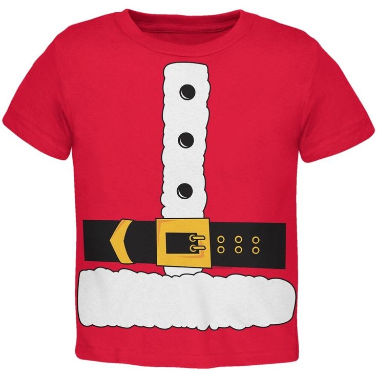 Santa Claus Costume Toddler T-Shirt Red Short Sleeve T-shirt For Gift, Casual T-shirt With Character Print As Gift, Cotton T-shirt With Screen Print For Gift, Casual Christmas Cotton T-shirt, Casual Red T-shirt For Gift, Red Short Sleeve Shirt For Gift, Red Cotton Top For Gift, Red Cotton Tops For Gifts, Red Cotton Tops As Gift