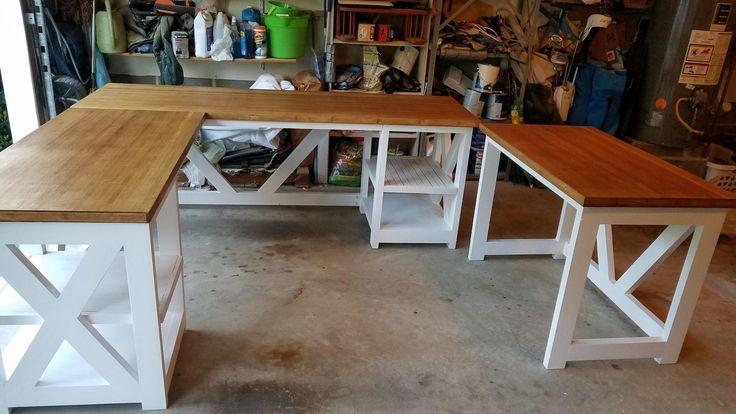 a workbench in a garage with lots of tools