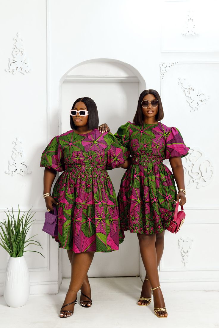 African Short Dresses For Women, African Short Dresses, Short Dresses For Women, Puff Sleeve Midi Dress, Navy Blue Midi Dress, African Fashion Women Clothing, African Print Dress, African Print Fashion Dresses, African Fashion Women