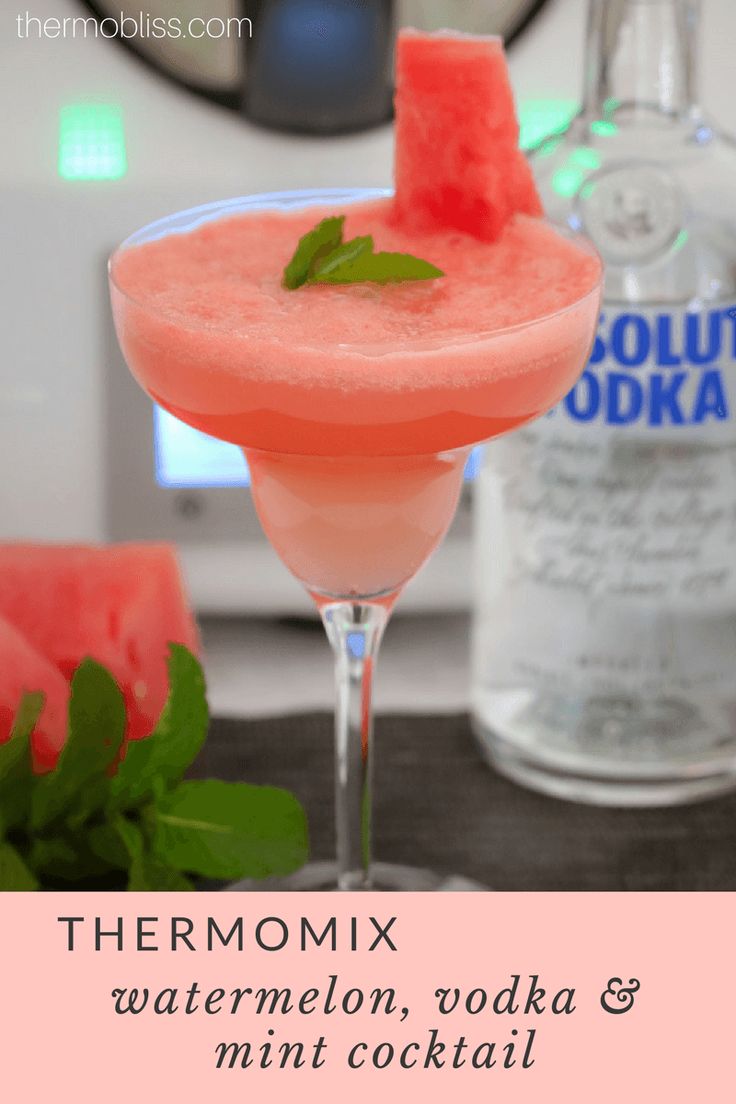 thermomix watermelon, vodka and mint cocktail is ready to be served