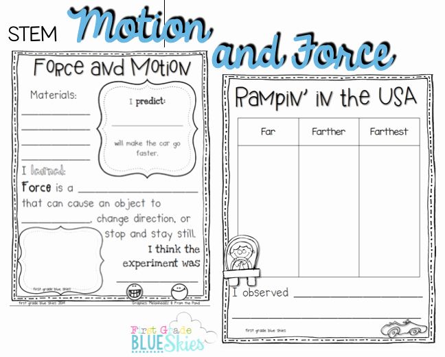 the motion and force worksheet for students to practice motor skills in their classroom