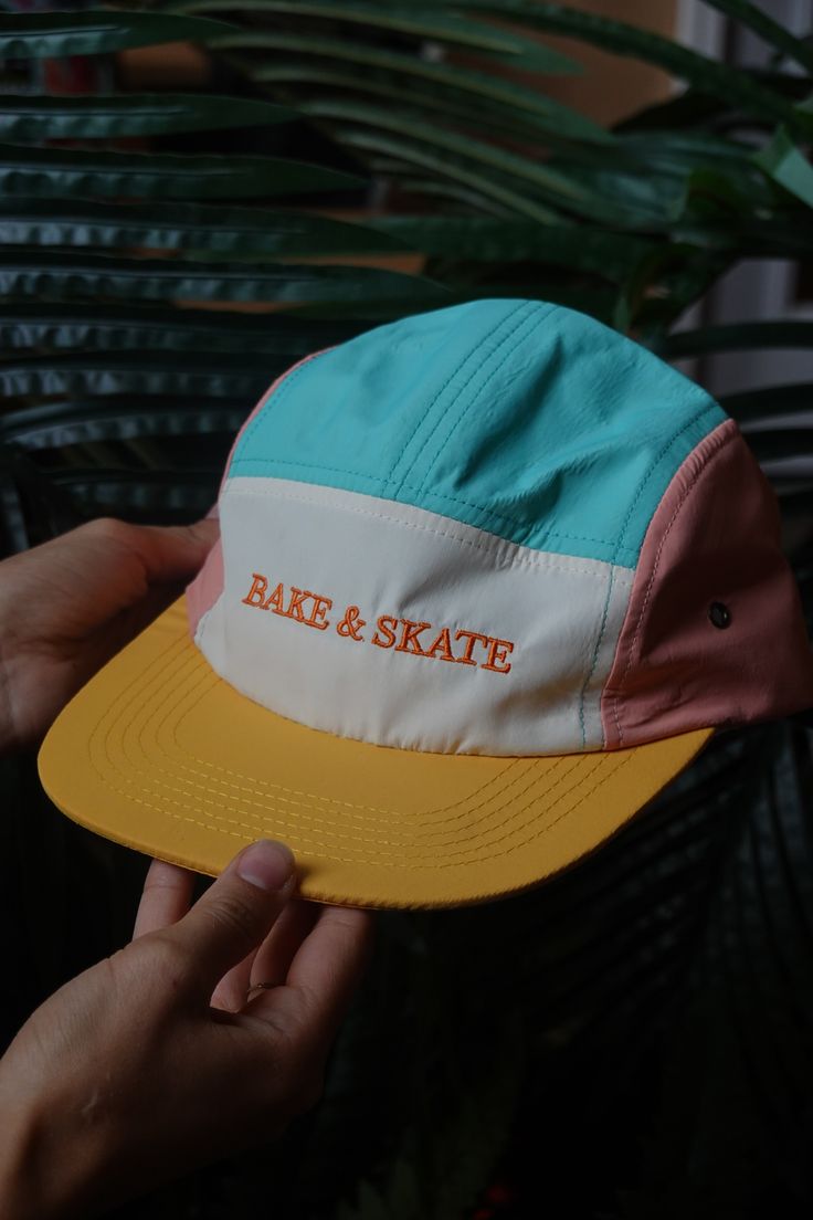 Introducing our newest addition to the club! Bake and Skate’s first ever hat 🥹 Coral, mustard, teal, cream, and orange never looked better together. Adjustable buckle back. We only made 50 of these hats so don’t sleep on this release! Be one of the first few to rep this bad boy. Retro Multicolor Hats For Outdoor, Retro Dad Hat With Flat Bill For Outdoor, Retro Outdoor Dad Hat With Flat Bill, Retro Snapback Hat With Curved Brim For Outdoor Activities, Retro Snapback Hat With Curved Brim For Outdoor, Retro Dad Hat For Outdoor, One Size Fits Most, Retro Dad Hat For Outdoor, Vintage Orange Snapback Hat, Retro Yellow Baseball Cap