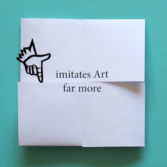 an envelope with the words imitates art far more on it