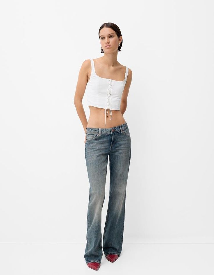 Women’s Pants | New Collection | Bershka Super Low Rise Jeans, Low Waist Bootcut Jeans, Jeans Trousers Women, College Clothes, Low Waisted Jeans, Bershka Jeans, Xmas List, Trending Boots, Autumn 2024