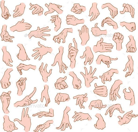 hand gestures set on white background stock photo - image 3997842