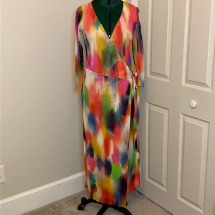 Beautiful Perfect For The Summer Dress! Multicolor A-line Maxi Dress For Cocktail, Multicolor V-neck Formal Dresses, Spring Cocktail A-line Wrap Dress, Multicolor Evening Maxi Dress For Spring, Multicolor Formal Midi Dress For Summer, Chic Multicolor Maxi Dress For Cocktail, Elegant Multicolor Maxi Dress For Cocktail, Multicolor V-neck Midi Dress For Formal Occasions, Formal Multicolor A-line Midi Dress