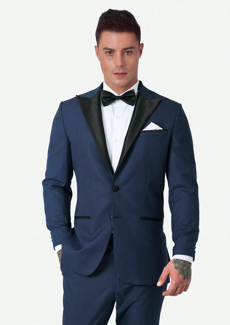 Jacket & pants included. Vest optional. Delivered in as little as two weeks. Covered by our Free Remake Guarantee. Complete the look with Shirts, Ties & Squares. Elegant Blue Tuxedo For Business, Elegant Blue Business Tuxedo, Formal Notch Lapel Suit For Gala, Notch Lapel Suits For Gala, Luxury Custom Fit Tuxedo In Suiting Fabric, Party Tuxedo With Pressed Crease And Suit Collar, Luxury Fitted Tuxedo In Suiting Fabric, Luxury Evening Tuxedo In Suiting Fabric, Notch Lapel Tuxedo For Black-tie Gala Events