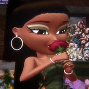 an animated image of a woman holding a rose