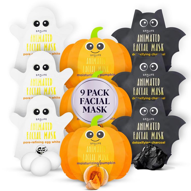 PRICES MAY VARY. SPOOKY SKINCARE: The Ghost Pore-Refining Egg White Mask smooths away pores, the Pumpkin Moisturizing Mask hydrates like a charm, and the Bat Detoxifying Charcoal Mask leaves your skin fresh and clean. GET THE KOREAN-INSPIRED GLOW: Discover radiant beauty with SpaLife's Skincare Face Masks Bundle. Achieve that coveted glow with a selection of masks that cover hydration and revitalization. AGELESS BEAUTY: Rejuvenate and firm your skin with SpaLife's Collagen Face Mask Sheets Pack. Spooky Skincare, Pumpkin Facial Mask, Egg White Mask, Pumpkin Facial, Animated Pumpkins, Character Mask, Mask Sheets, Halloween Character, Ghost Bat