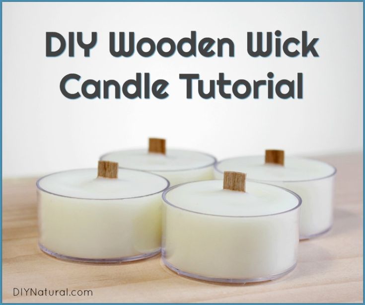 three candles sitting on top of a wooden table with the words diy wooden wick candle