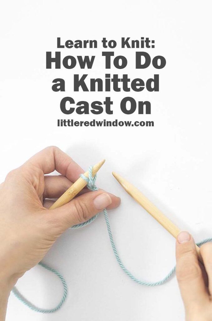 someone is knitting yarn with the words learn to knit how to do a knitted cast on