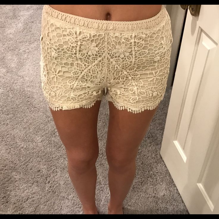 Lace Beach Shorts Lace Beach Shorts, Brandy Melville Shorts, Beach Shorts, Brandy Melville, Cream White, Brandy, One Size Fits All, Womens Shorts, Women Shopping