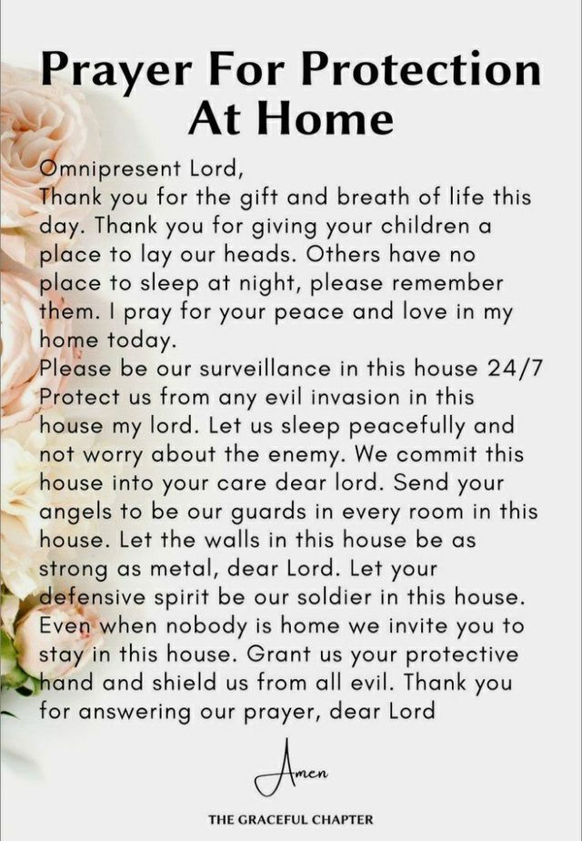 a prayer for protection at home with flowers on the table and in front of it