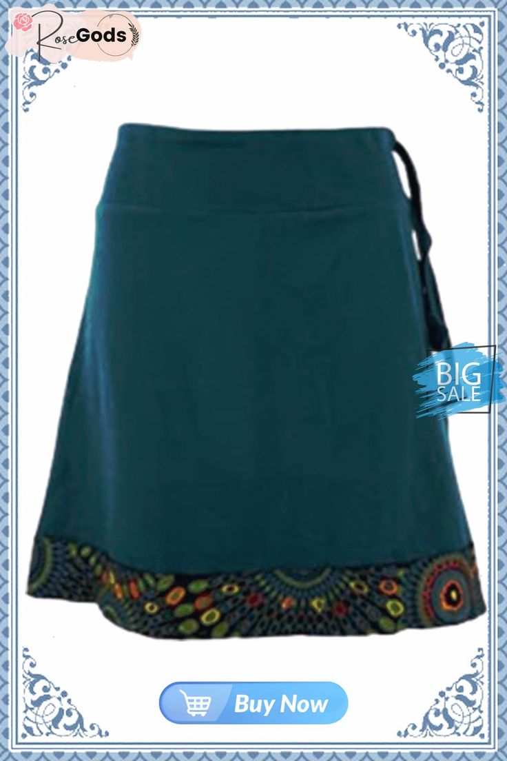 Retro Floral Skirt Casual Cotton Wrap Skirt In Relaxed Fit, Casual Cotton Tiered Wrap Skirt, Casual Cotton Wrap Skirt, Casual Cotton Wrap Skirt With Lining, Casual Green Tiered Wrap Skirt, Green Flowy Cotton Mini Skirt, Green Casual Mini Wrap Skirt, Casual Green Mini Wrap Skirt, Green Flared Cotton Mini Skirt