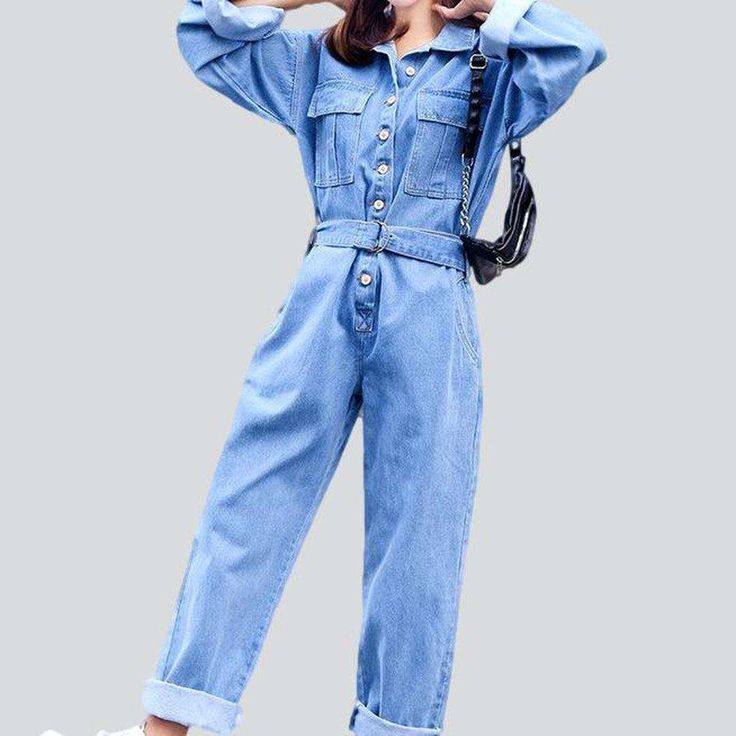 Slay the streets in style with our 2023 Spring Women's Denim Overall! This statement piece is sure to turn heads with its eye-catching free fit and buttoned closure. Get ready to make a statement with its stunning color palette and streetwear style flair.Why It's the Epitome of City ChicThis is one denim overall that's anything but ordinary. With its loose silhouette and bright colors. this overall is the perfect way to up your edgy style game.Features That Make It Pop: Denim Dominance: Nothing Trendy Non-stretch Button-up Jeans, Casual Cotton Denim Jumpsuit With Buttons, Casual Denim Jumpsuit With Buttons, Casual Denim Blue Jumpsuit With Buttons, Casual Overalls With Button Closure In Medium Wash, Blue Casual Button-up Jumpsuits And Rompers, Casual Blue Button-up Jumpsuit, Casual Medium Wash Long Sleeve Denim Jumpsuit, Casual Denim Jumpsuits And Rompers With Long Sleeves