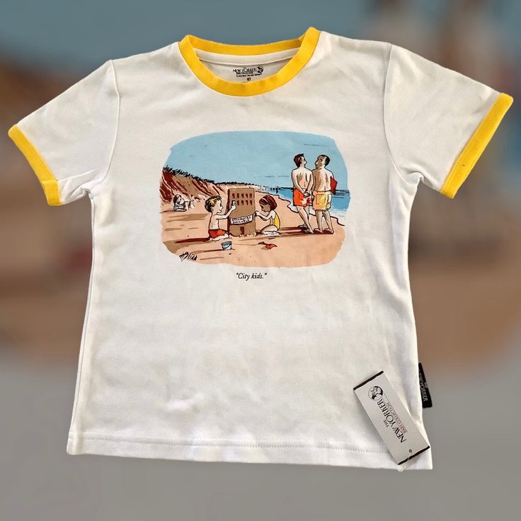 Baby Collection Cute Boy Shirt *317 B8 Yellow Cartoon Print T-shirt For Summer, Yellow Letter Print Tops For Playtime, Retro White Tops For Playtime, Casual Yellow T-shirt For Playtime, Casual Yellow T-shirt For Play, Unisex Yellow Graphic Print Top, Playful Yellow Top With Funny Print, Yellow Letter Print Top For School, Yellow Cotton Tops With Character Print