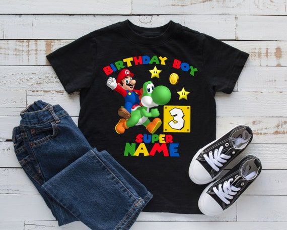 an image of a birthday boy shirt with mario