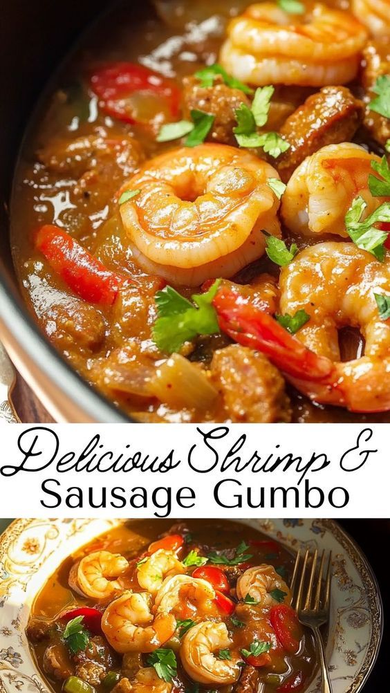 delicious shrimp and sausage gumbo is an easy dinner that's ready in under 30 minutes