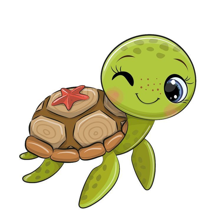 a cute little turtle with big eyes and a star on its back