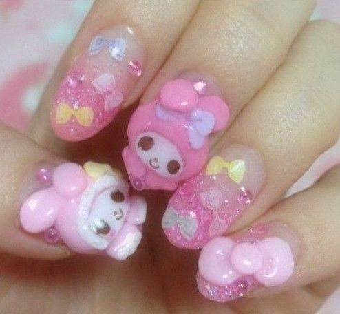 Cutecore Nails, My Melody Nails, Items Aesthetic, Nails Sanrio, Deco Nails, Nail Artwork, Nail Types, Nail Goals, Nail Art Designs Summer