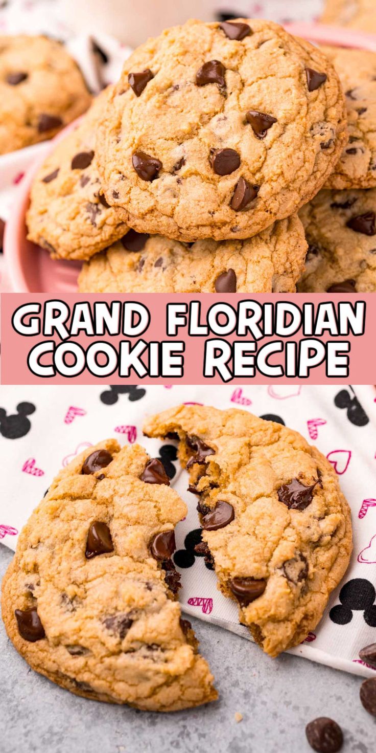 cookies with chocolate chips and the words grand florida cookie recipe