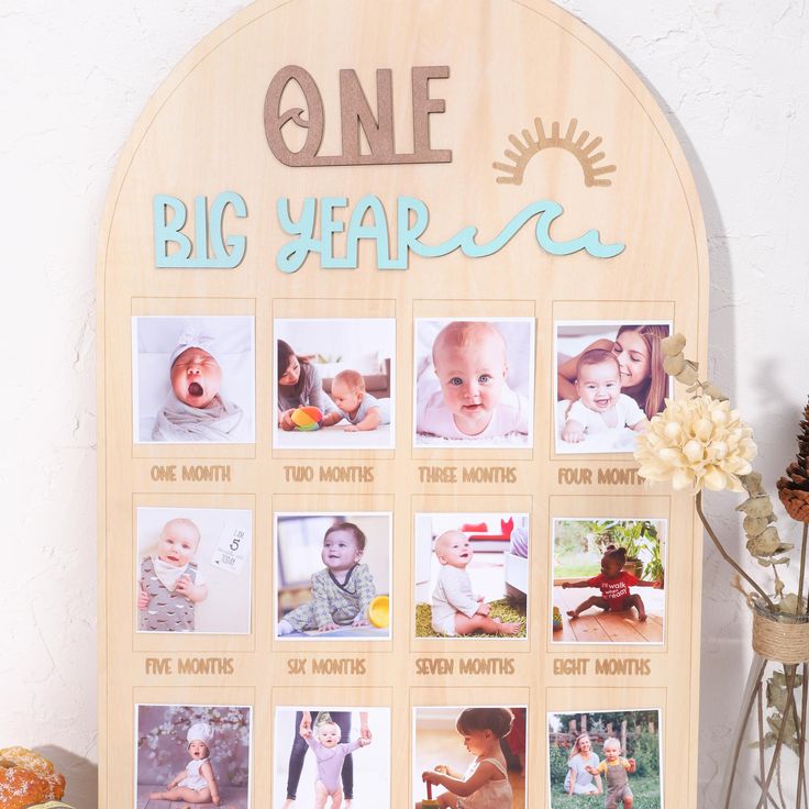 a baby's first year calendar with photos on it